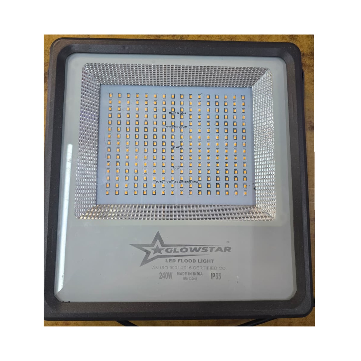 240W Glowstar flood light front on white background